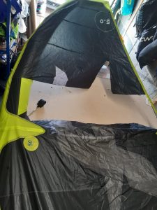 Damaged kite wing with rip