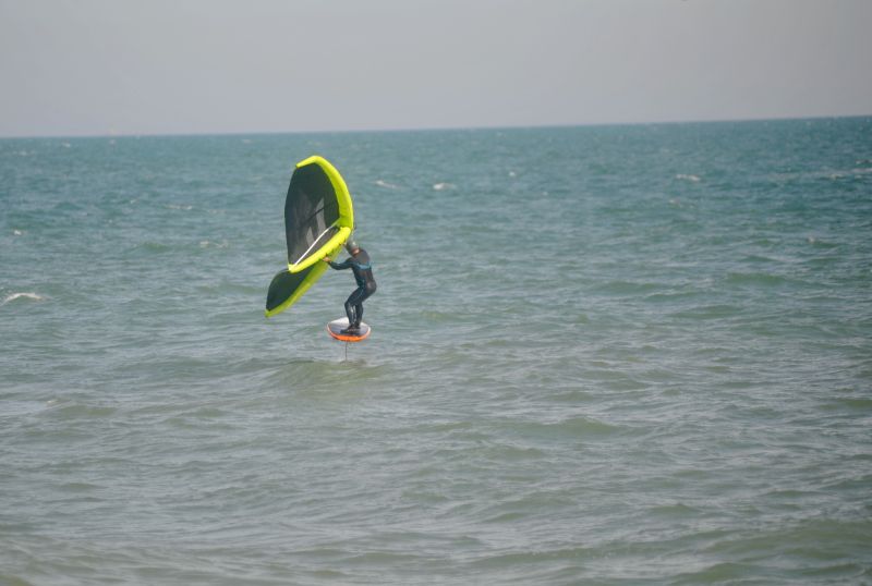 Matt on a wingsurf at Hythe