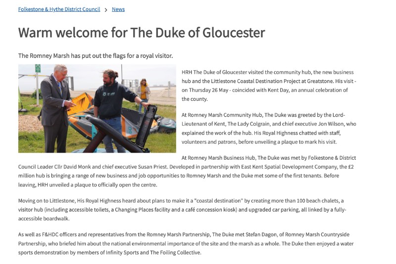TFC with The Duke of Gloucester May 2022